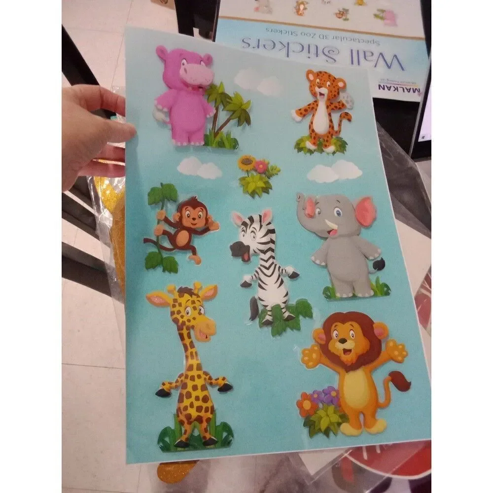 3D Baby Animals Wall Decals Safari Nursery Kids Baby Bedroom Stickers